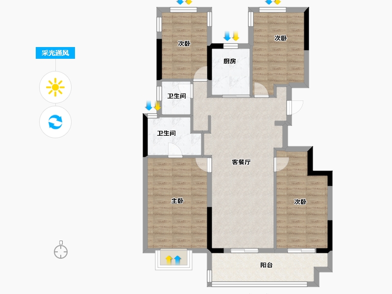 福建省-福州市-碧桂园正荣阳光城悦江湾-89.60-户型库-采光通风