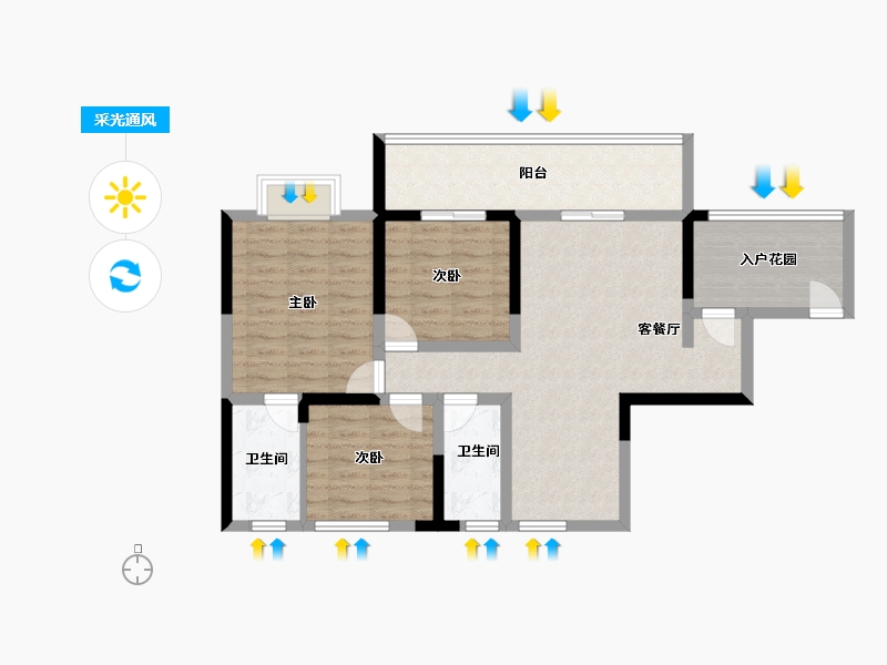 广西壮族自治区-桂林市-盛世花园-88.33-户型库-采光通风