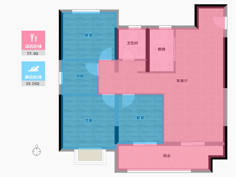 安徽省-合肥市-翡丽东方-82.57-户型库-动静分区