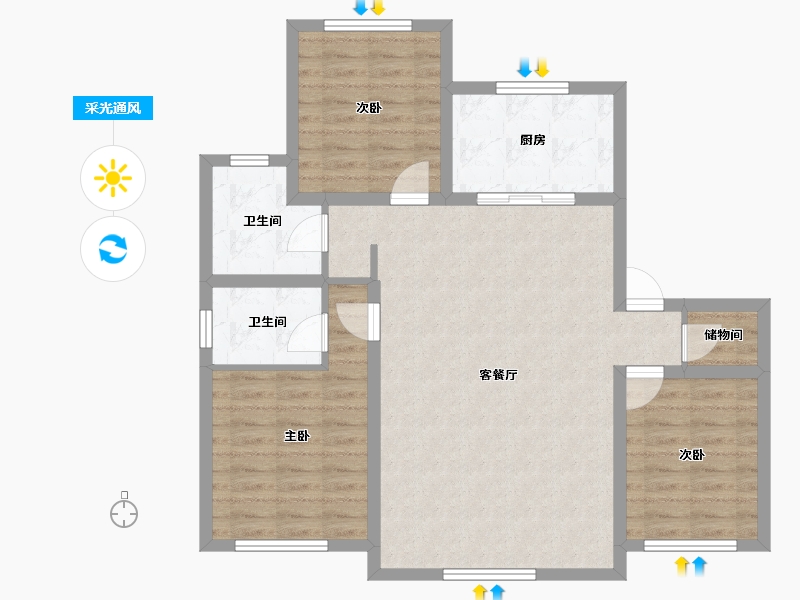 吉林省-长春市-中邑华章-90.65-户型库-采光通风