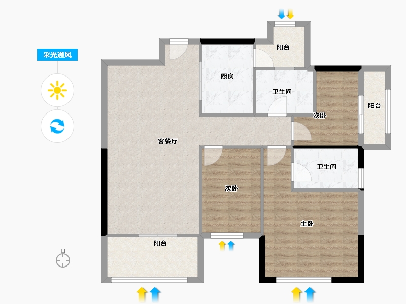 广东省-广州市-创基丽江国际-96.77-户型库-采光通风