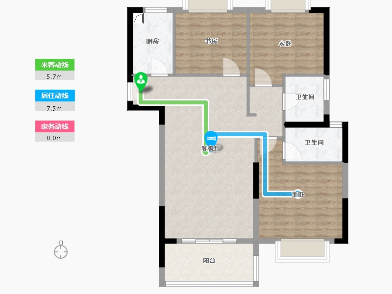 湖北省-武汉市-南益名悦华府-90.18-户型库-动静线