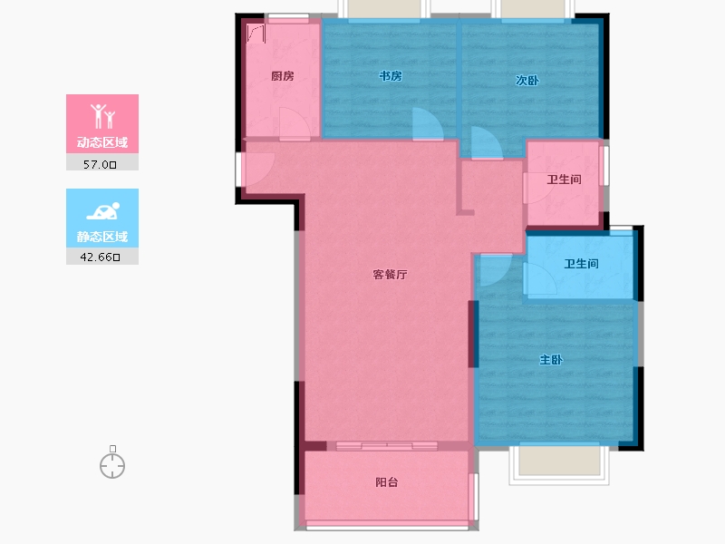 湖北省-武汉市-南益名悦华府-90.18-户型库-动静分区