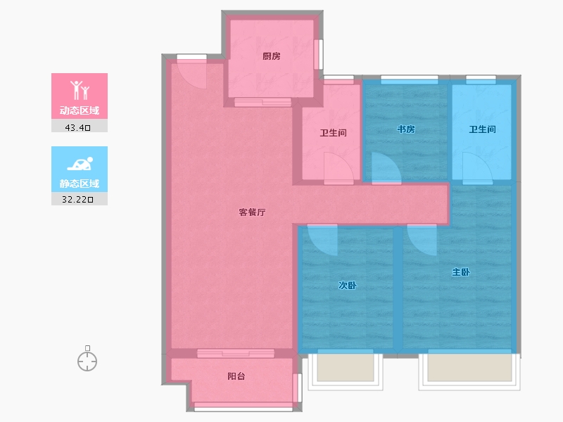 湖北省-武汉市-华润联投半岛九里-67.11-户型库-动静分区