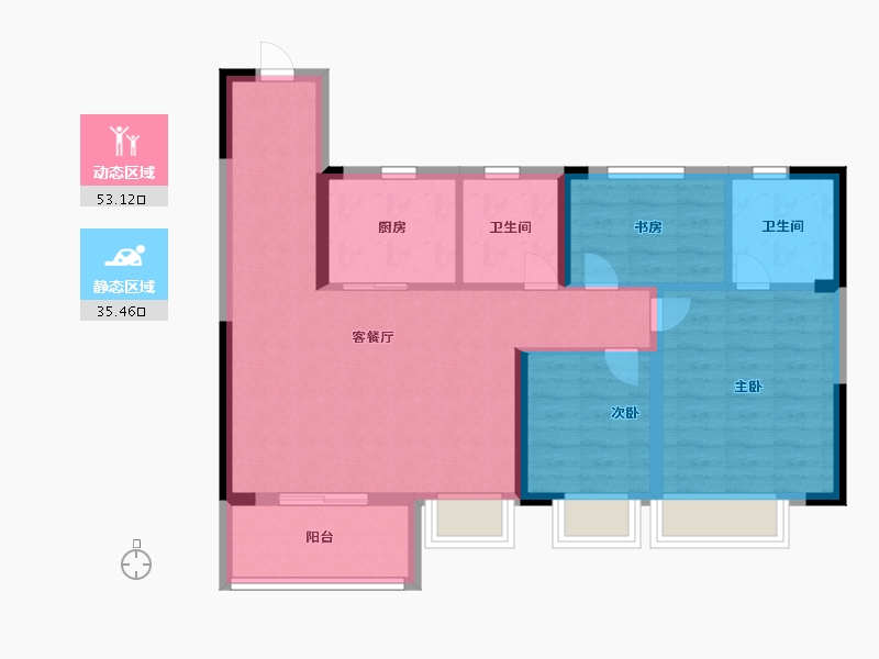 江苏省-苏州市-阳光城檀苑-109.71-户型库-动静分区