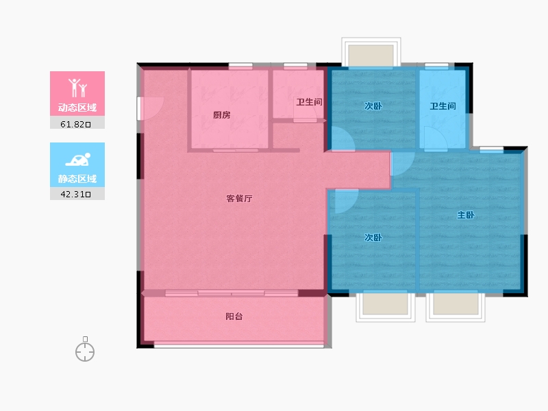 江苏省-苏州市-德信望澜庭-92.81-户型库-动静分区