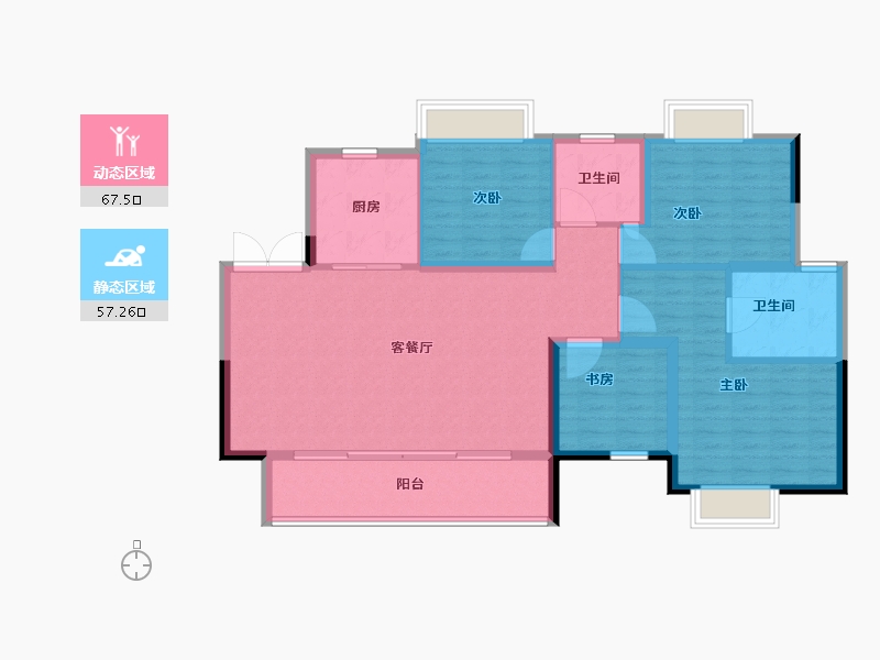 重庆-重庆市-阳光城哈罗小镇-113.60-户型库-动静分区