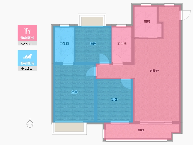 湖北省-武汉市-华润联投半岛九里-82.92-户型库-动静分区