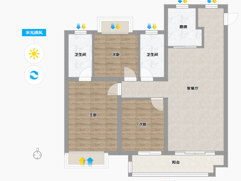 湖北省-武汉市-华润联投半岛九里-82.92-户型库-采光通风