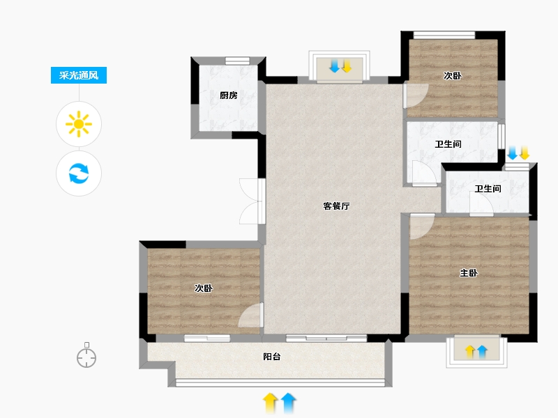 福建省-福州市-金地天禧-93.34-户型库-采光通风