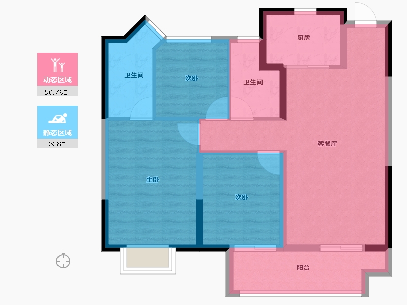 江苏省-苏州市-绿地●樾丽云庭-81.00-户型库-动静分区