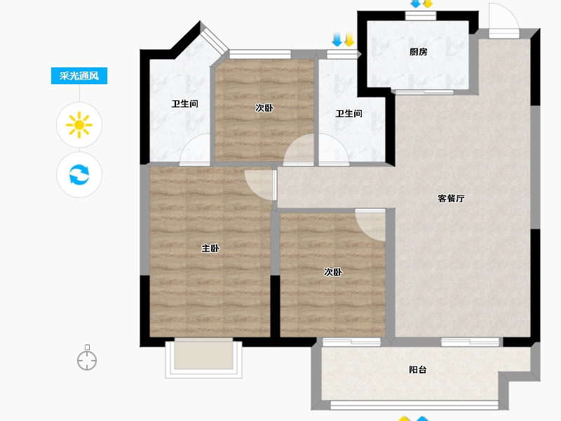 江苏省-苏州市-绿地●樾丽云庭-81.00-户型库-采光通风