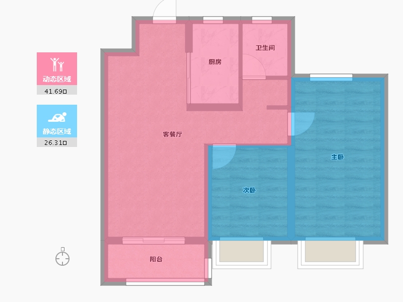 河北省-石家庄市-嘉实万科紫台-60.37-户型库-动静分区