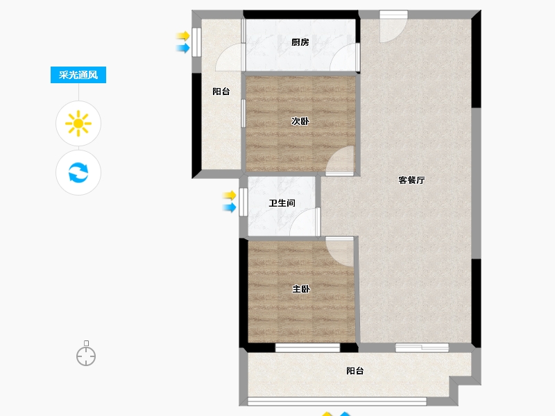 广西壮族自治区-南宁市-盘邦华府-68.07-户型库-采光通风