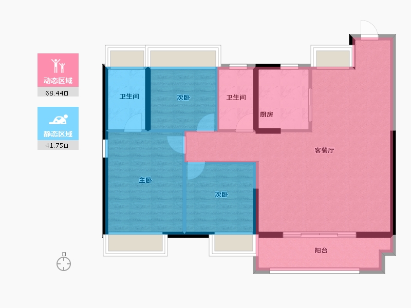 江苏省-徐州市-美的·天誉-100.00-户型库-动静分区