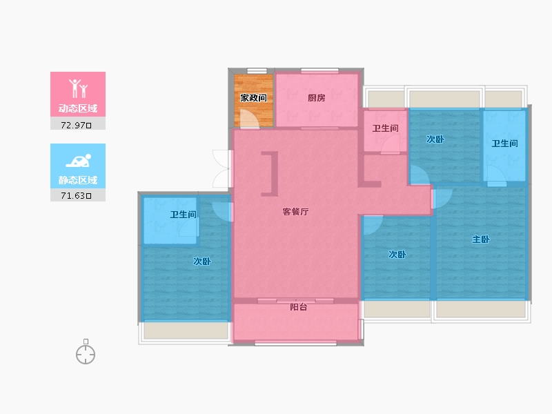 江苏省-徐州市-美的·天誉-135.20-户型库-动静分区