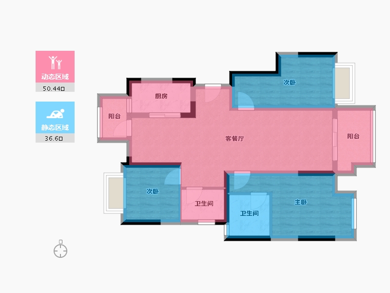 重庆-重庆市-金茂悦-76.42-户型库-动静分区