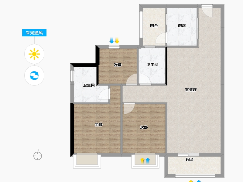 广东省-广州市-创基丽江国际-93.49-户型库-采光通风