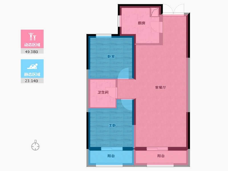 黑龙江省-哈尔滨市-汇龙玖和琚-64.12-户型库-动静分区