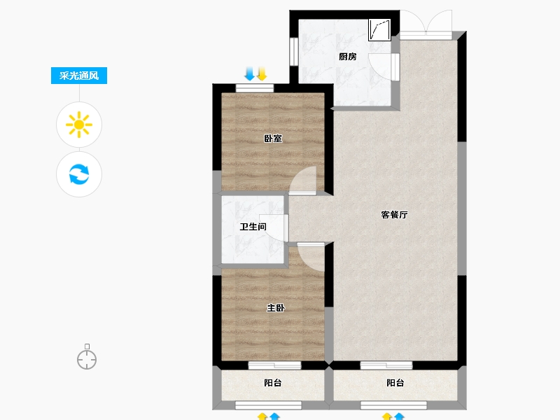 黑龙江省-哈尔滨市-汇龙玖和琚-64.12-户型库-采光通风