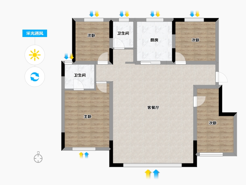 辽宁省-沈阳市-阳光城翡丽左岸-109.56-户型库-采光通风