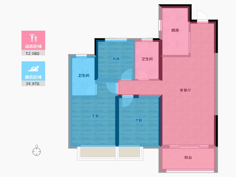 湖北省-武汉市-洺悦华府-79.21-户型库-动静分区