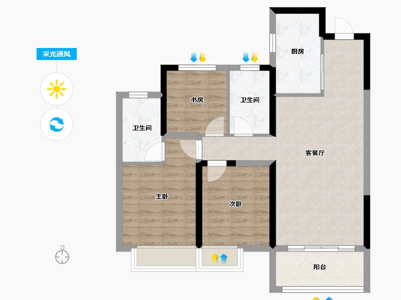 湖北省-武汉市-洺悦华府-79.21-户型库-采光通风