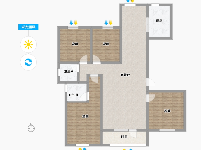 河北省-廊坊市-绿地空港·西斯莱公馆-118.21-户型库-采光通风