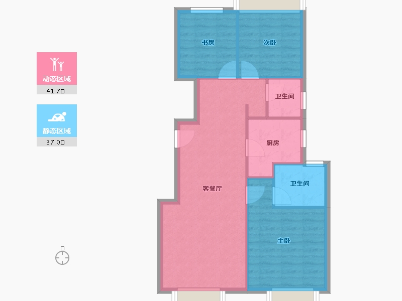 天津-天津市-中骏宸景湾-71.37-户型库-动静分区