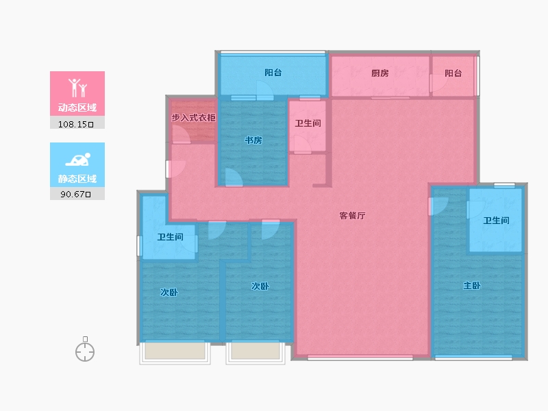 山东省-潍坊市-弘润·青州府-180.45-户型库-动静分区