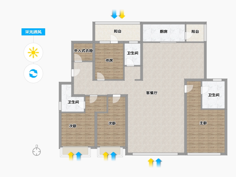 山东省-潍坊市-弘润·青州府-180.45-户型库-采光通风