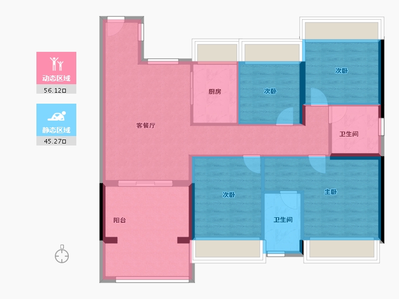 广东省-珠海市-龙光·玖榕湾-90.80-户型库-动静分区