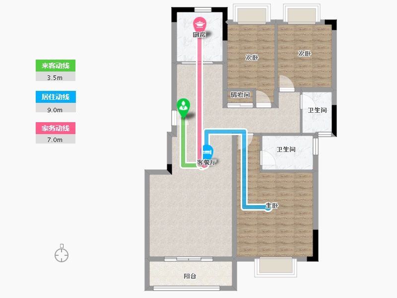 湖北省-武汉市-洺悦华府-104.20-户型库-动静线