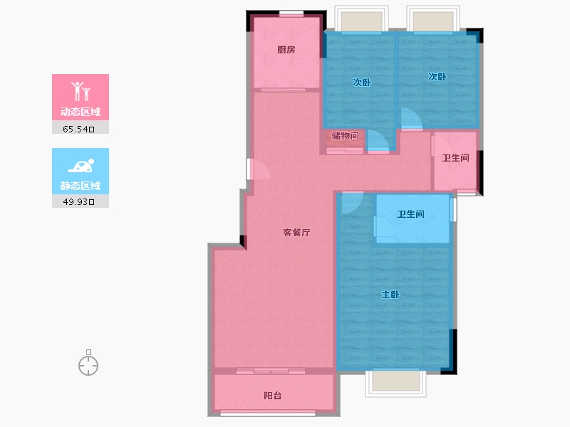 湖北省-武汉市-洺悦华府-104.20-户型库-动静分区