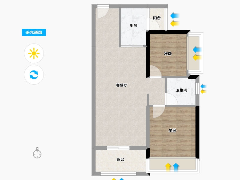 广东省-珠海市-绿景玺悦湾-60.43-户型库-采光通风