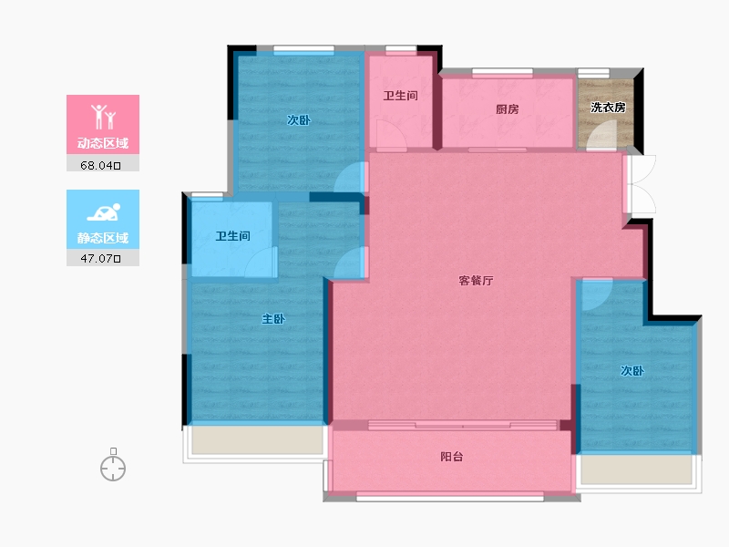 河南省-焦作市-时代天筑-107.21-户型库-动静分区