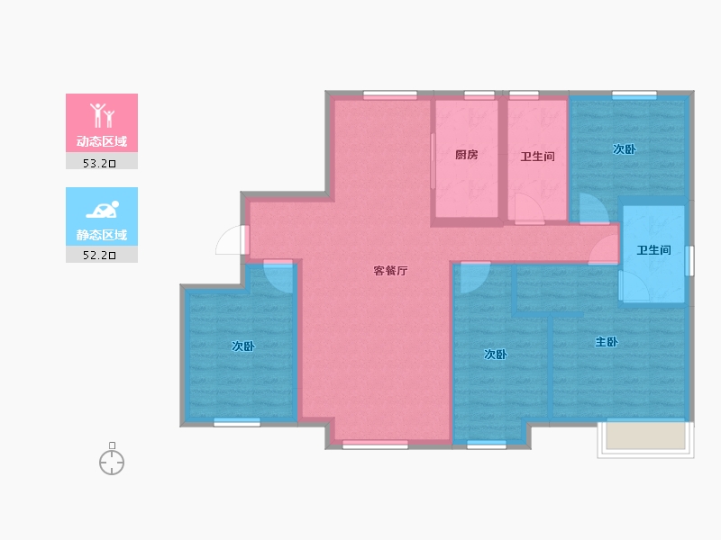 辽宁省-沈阳市-万达盛京ONE-94.67-户型库-动静分区