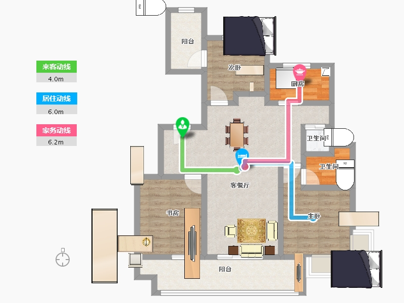 浙江省-宁波市-绿雅苑-79.99-户型库-动静线