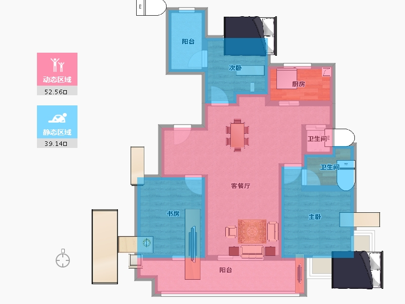 浙江省-宁波市-绿雅苑-79.99-户型库-动静分区