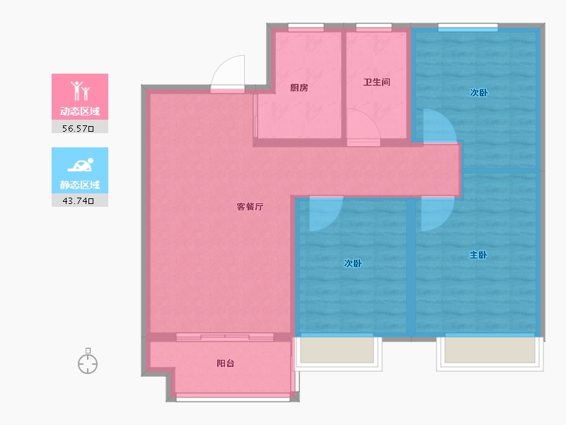 山东省-临沂市-颐龙恒泰·陶然里-90.41-户型库-动静分区