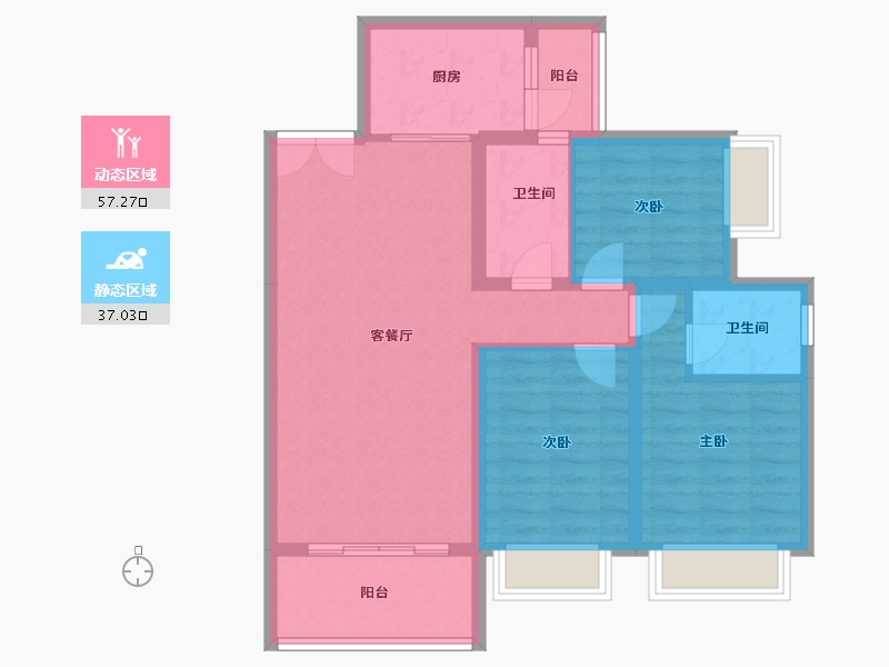 云南省-昆明市-铂悦翡翠澜庭-84.09-户型库-动静分区