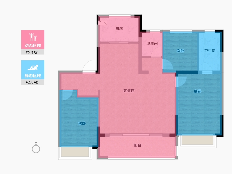 江苏省-无锡市-龙湖长泰景粼天著-94.40-户型库-动静分区