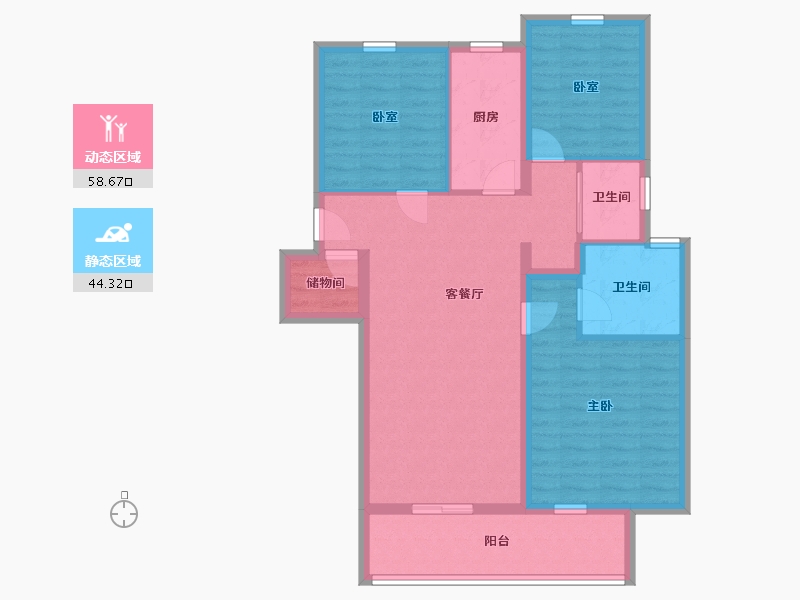 江苏省-南京市-琨悦名邸-92.00-户型库-动静分区