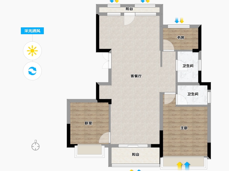 浙江省-温州市-新鸿中心广场-98.40-户型库-采光通风