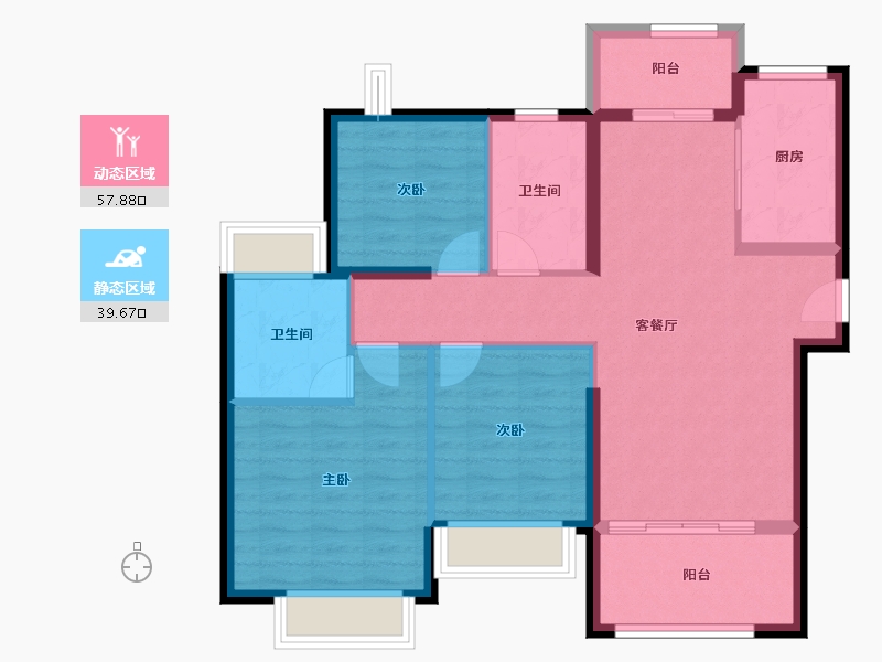 广东省-珠海市-世荣峰景广场-87.46-户型库-动静分区