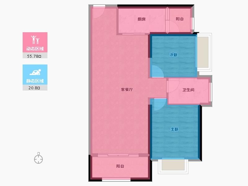 广东省-珠海市-世荣峰景广场-68.70-户型库-动静分区