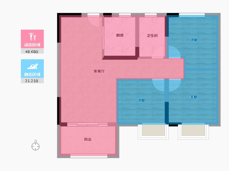 湖北省-武汉市-洺悦华府-71.20-户型库-动静分区