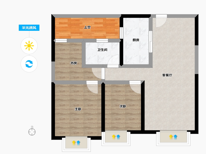 天津-天津市-贻成学府壹号-70.96-户型库-采光通风