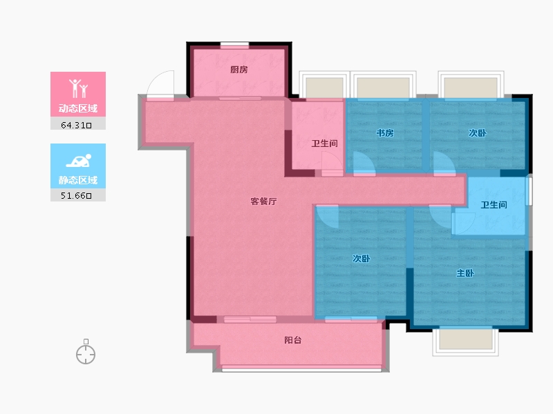 江苏省-镇江市-美的·悦岚山-104.04-户型库-动静分区