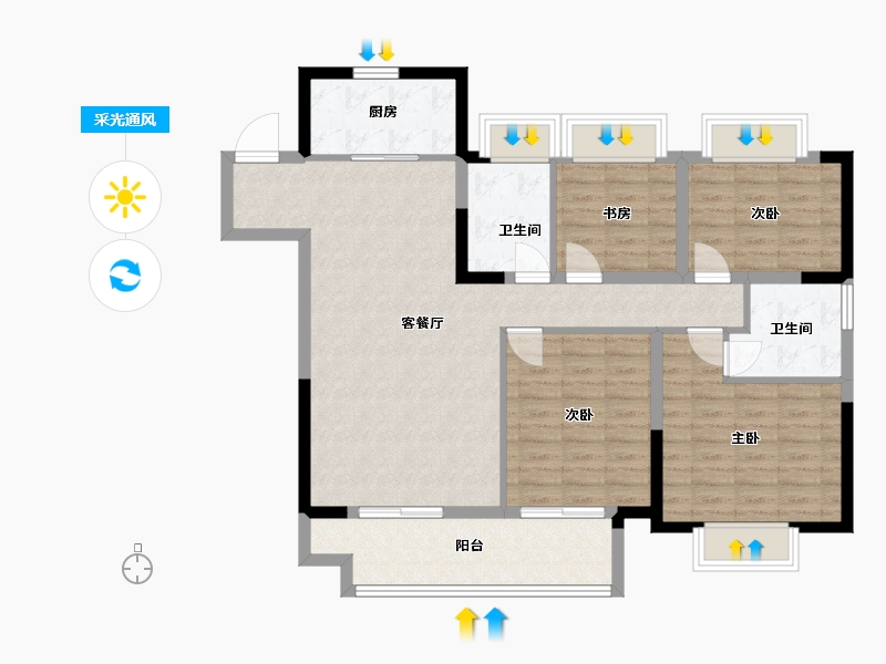 江苏省-镇江市-美的·悦岚山-104.04-户型库-采光通风